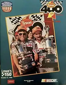 The 1992 Tyson Holly Farms 400 program cover, featuring Dale Earnhardt.