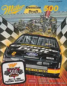 The 1994 Miller Genuine Draft 500 program cover, featuring Rusty Wallace. Artwork by NASCAR artist Sam Bass.