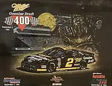 The 1995 Miller 400 program cover, featuring Rusty Wallace. Artwork by NASCAR artist Sam Bass.