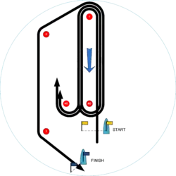 Olympic course XI.S(Start) - 1 - 4G - 1 - 4G - 1 - 2 - 3 - F(Finish reaching)