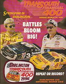 The 1996 TranSouth Financial 400 program cover, featuring Dale Earnhardt and Sterling Marlin.