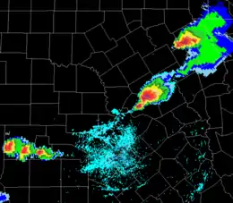 Radar image of the storms