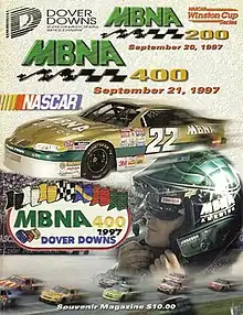 The 1997 MBNA 400 program cover, featuring Ward Burton.
