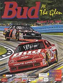 The 1997 The Bud at The Glen program cover, featuring Geoff Bodine.