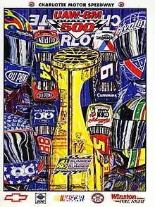 The 1997 UAW-GM Quality 500 program cover, with artwork by NASCAR artist Sam Bass.