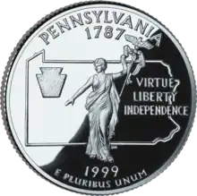Pennsylvania quarter dollar coin