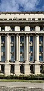 Engaged Corinthian columns on the Ministry of Internal Affairs Building, Bucharest, by Emil Nădejde, 1938-1941