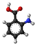 Ball-and-stick model of the anthranilic acid molecule