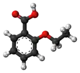 Ball-and-stick model of the 2-ethoxybenzoic acid molecule