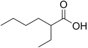 Skeletal formula of 2-ethylhexanoic acid