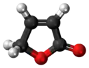 Ball-and-stick model of the 2-furanone molecule