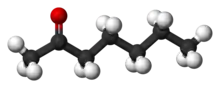Ball-and-stick model of 2-heptanone