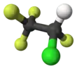 Ball-and-stick model of 2-chloro-1,1,1,2-tetrafluoroethane
