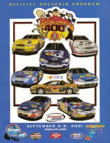 The 2001 Chevrolet Monte Carlo 400 program cover, featuring several Looney Tunes sponsored cars.