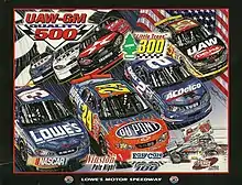 The 2001 UAW-GM Quality 500 program cover, with artwork by NASCAR artist Sam Bass.