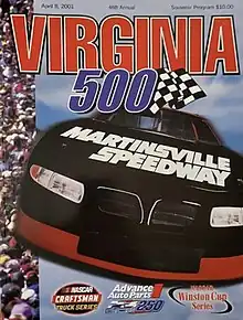 The 2001 Virginia 500 program cover.