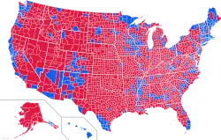 Presidential popular votes by county. Note substantially more "mixing" of colors.