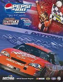 The 2007 Pepsi 400 program cover, featuring Tony Stewart.