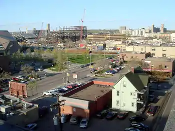 A photograph of Minneapolis's Stadium Village neighborhood.