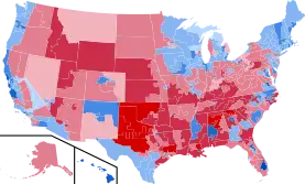 Results by Congressional Districts, shaded according to winning candidate's percentage of the vote.