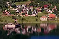 A view of the church with Mavrovo in the background