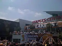 Fans celebrate with their 2009 NBA Champion Los Angeles Lakers.