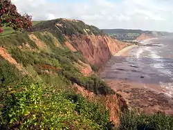 Peak Hill cliff face with view to Sidmouth Beach