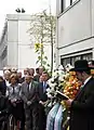 Commemoration ceremony with wreath laying on 5 September 2012 under the eyes of the SEK, in front of the Connollystraße 31 building