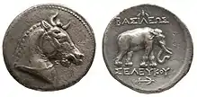 Tetradrachm of Seleucus I – the horned horse, the elephant and the anchor all served as symbols of the Seleucid monarchy. of Seleucid Empire