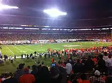 West Virginia lined up to kick off to Clemson.