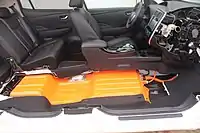 Location of the Leaf lithium-ion battery pack below the seats