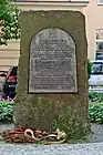 The memorial stone after the synagogue