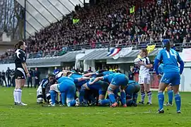 Italy women's national rugby union team in 2014 during 6 nations tournament.