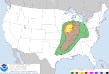 The SPC's midday tornado outlook, highlighting an enhanced risk for strong tornadoes across northern Illinois
