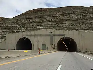 The Green River Tunnel in Green River, Wyoming, one of three sets of tunnels along Interstate 80 in the United States