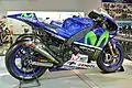 The Movistar Yamaha YZR-M1, ridden by Valentino Rossi in the 2015 season on display.