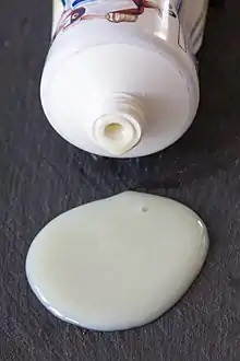 Condensed milk from a plastic tube package