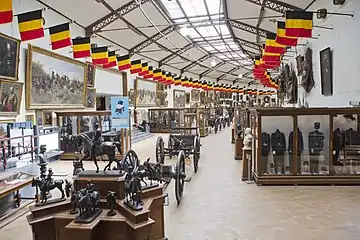 Main gallery, with the collection of Belgian 19th-century militaria