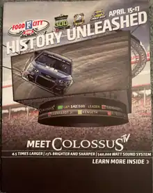 The 2016 Food City 500 program cover, featuring the new Colossus TV that Bristol Motor Speedway installed.