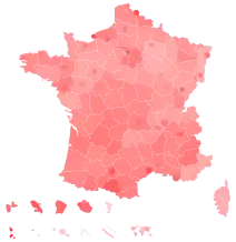 Support for Mélenchon by department and major city