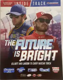 The 2017 Overton's 301 program cover, featuring Chase Elliott and Kyle Larson. "The Future Is Bright".