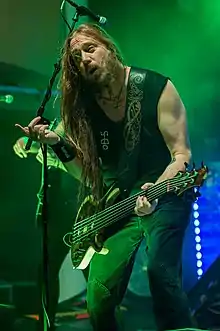 Di Giorgio performing with Testament in 2017