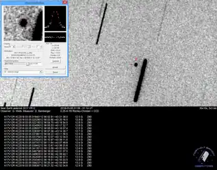 2017 VR12 on 5 March 2018, two days before closest approach. The asteroid was 1.9 million km (1.2 million mi) from Earth at that time, visible at 13th magnitude.