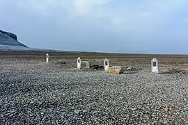 (L-R) Three graves from the lost 1845 Franklin Expedition, and a fourth from a later Franklin search expedition.