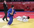 Final: Abrek Naguchev vs. Vugar Talibov (left, receiving the ippon score)