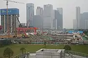 Expo Center station under construction (October 2018)