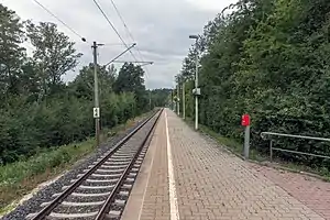 Railway track next to low platform