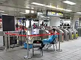 Taipei Metro Tamsui-Xinyi Line concourse, April 2020