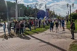 Local lines of solidarity during mass protests in Minsk, 13 August