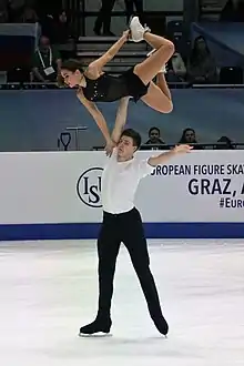 Sofiia Nesterova and Artem Darensky from Ukraine at the 2020 European Championships.